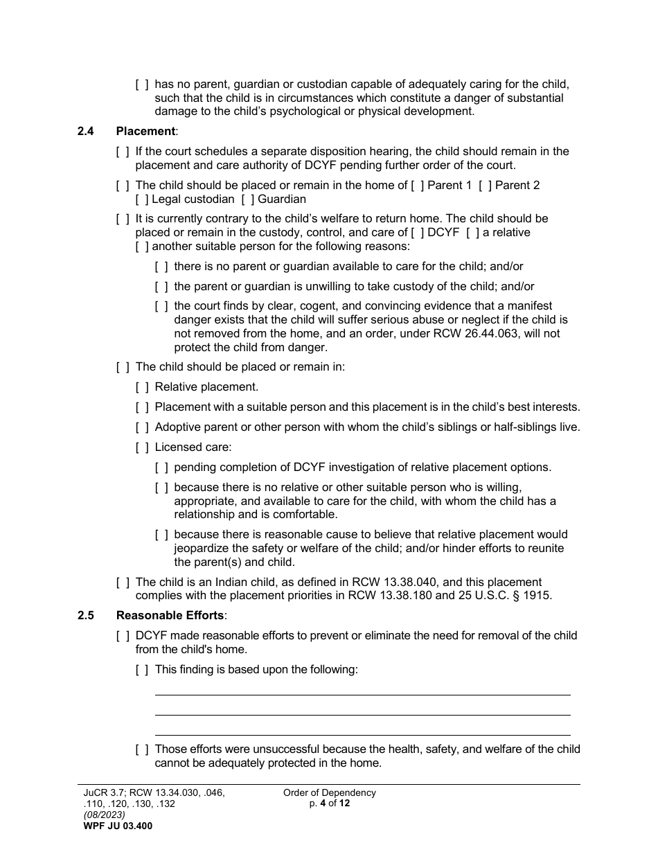 Form WPF JU03.0400 Order of Dependency (Orodm) (Orodf) (Orod) (Ordne) (Ordd) - Washington, Page 4