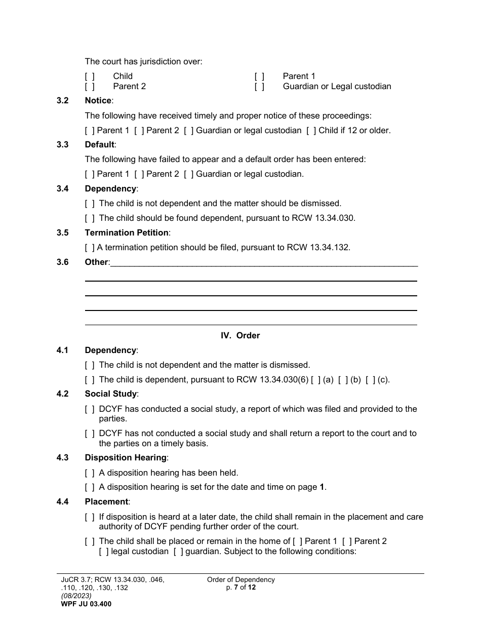 Form WPF JU03.0400 Order of Dependency (Orodm) (Orodf) (Orod) (Ordne) (Ordd) - Washington, Page 7