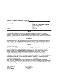Form WPF JU02.0240 Order and Authorization Re: Health Care and Education - Washington