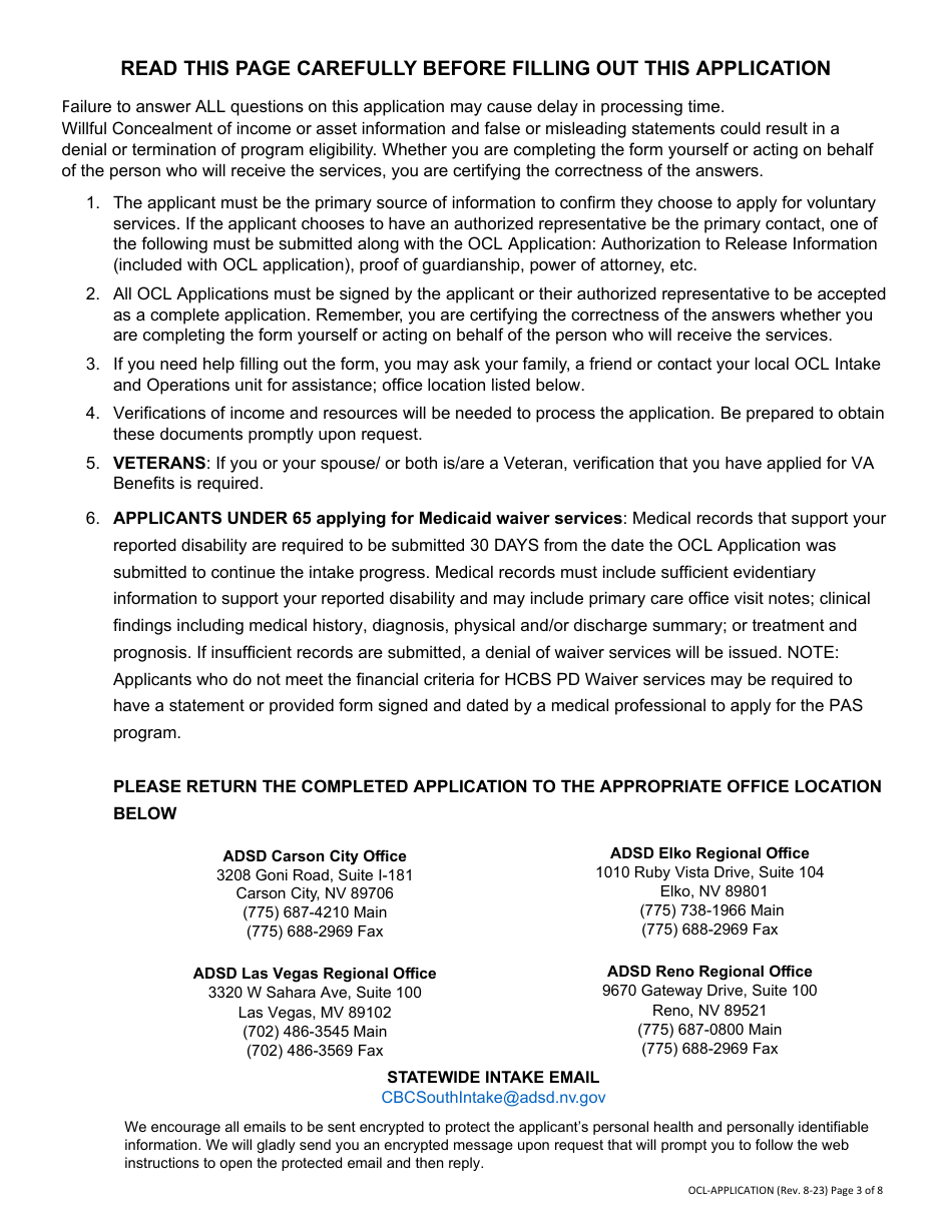 Office of Community Living Program Application - Nevada, Page 3