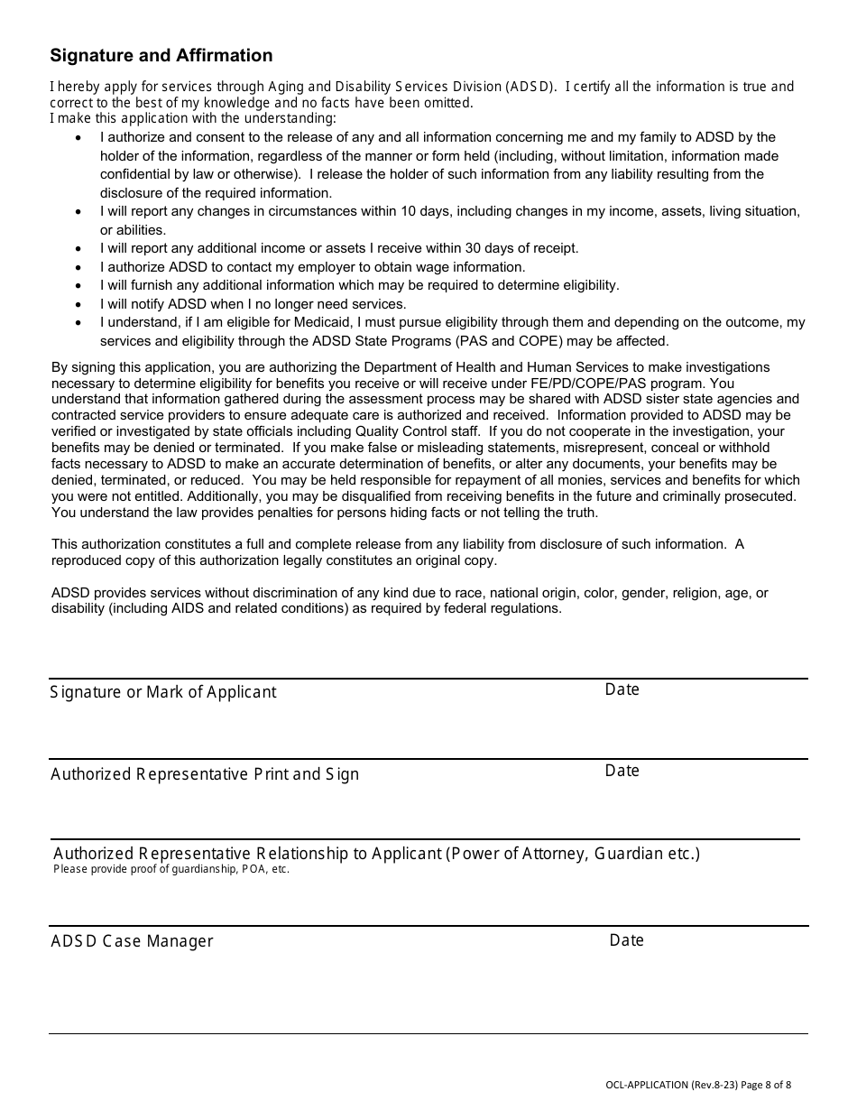 Office of Community Living Program Application - Nevada, Page 8