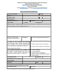 Document preview: Safety or Health Hazard Complaint Form - Nevada