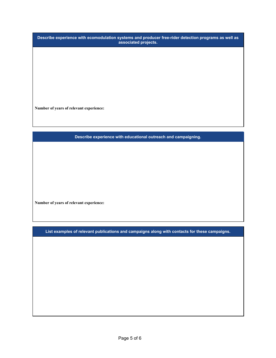 Producer Responsibility Organization Application - Maryland, Page 5