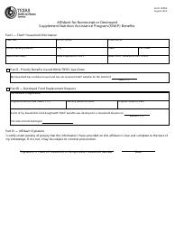 Document preview: Form H1855 Affidavit for Nonreceipt or Destroyed Supplement Nutrition Assistance Program (Snap) Benefits - Texas