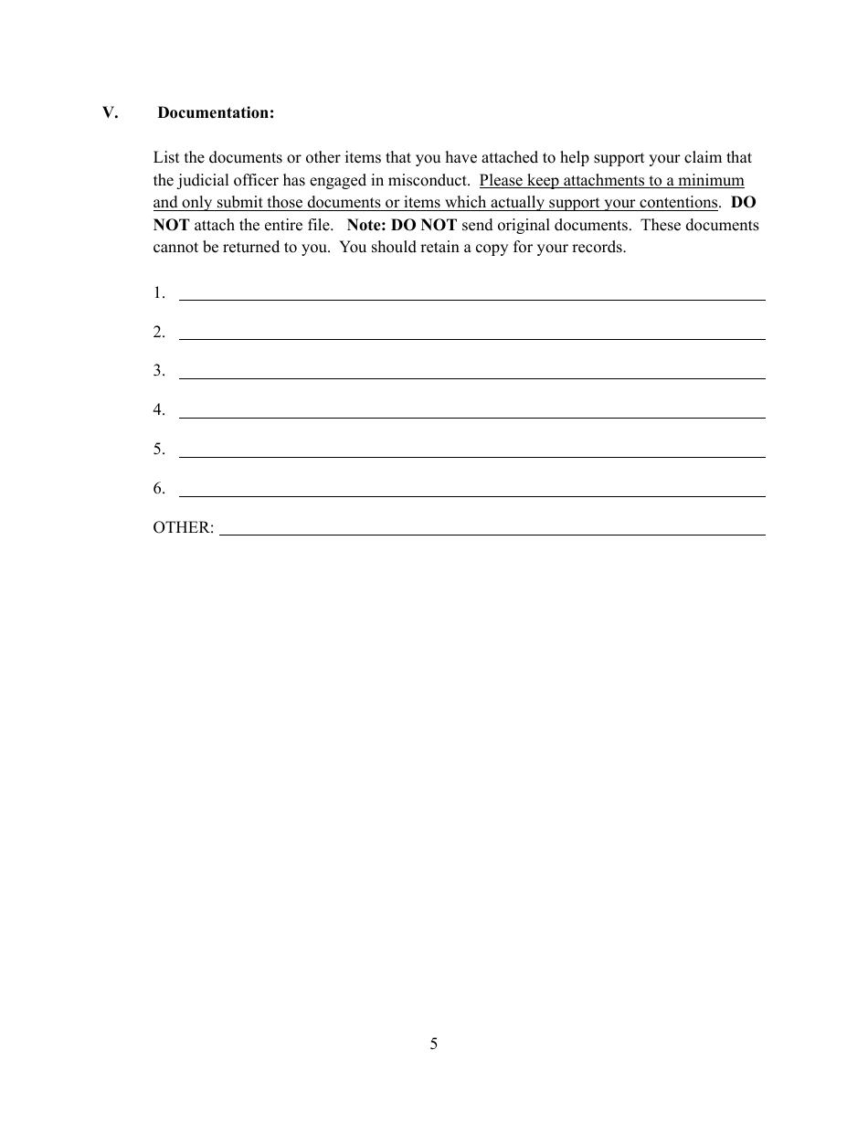Judicial Investigation Commission Complaint Form - West Virginia, Page 5