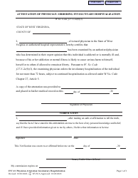 Document preview: Form INV41 Attestation of Physician: Ordering Involuntary Hospitalization (72 Hour Hold) - West Virginia