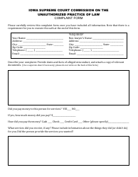 Document preview: Commission on Unauthorized Practice of Law Complaint Form - Iowa