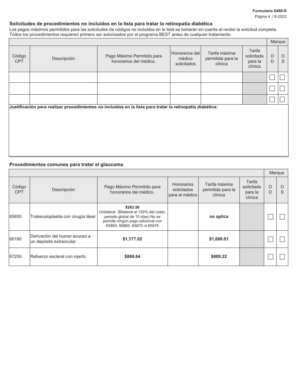 Formulario 6499-S Solicitud De Tratamiento - Texas (Spanish), Page 4