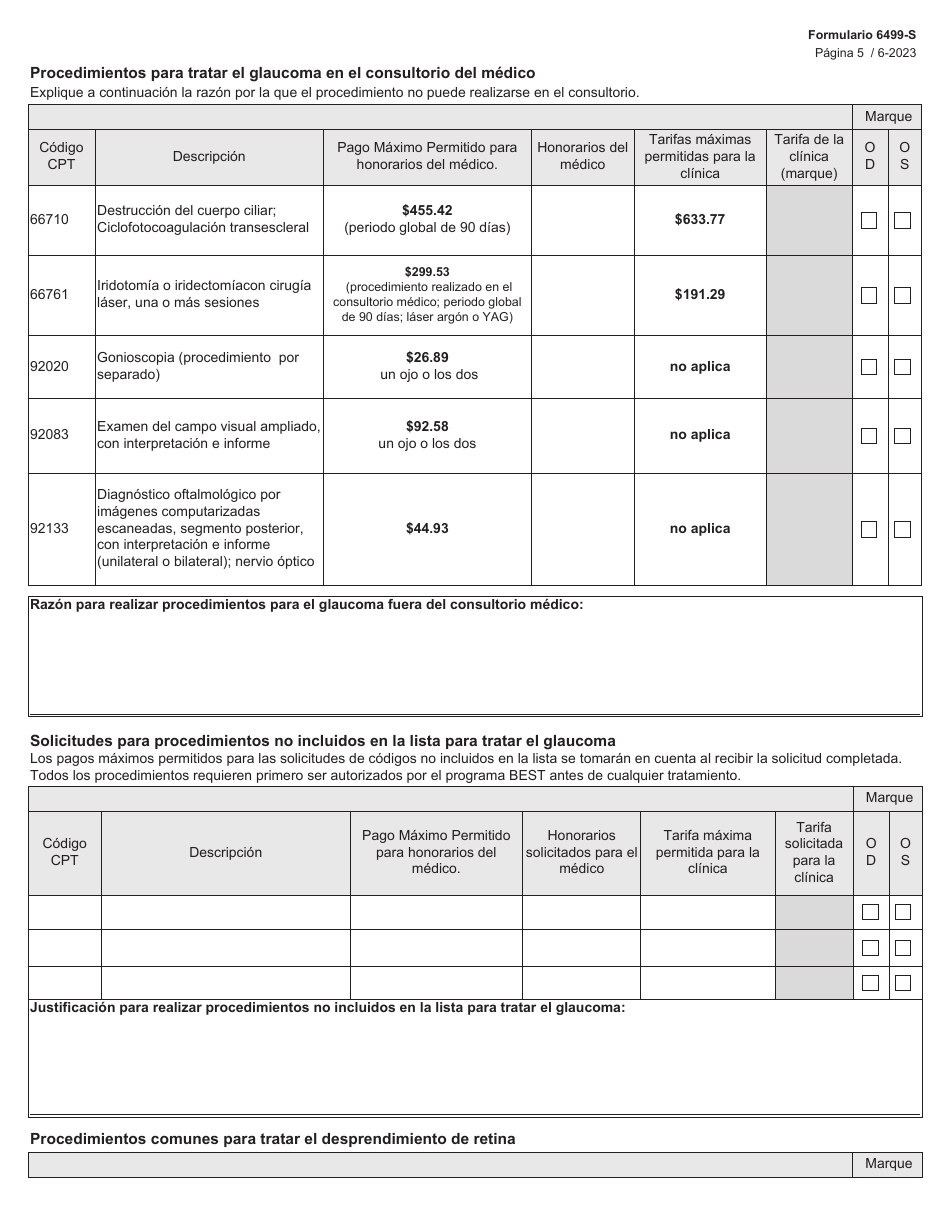 Formulario 6499-S Solicitud De Tratamiento - Texas (Spanish), Page 5