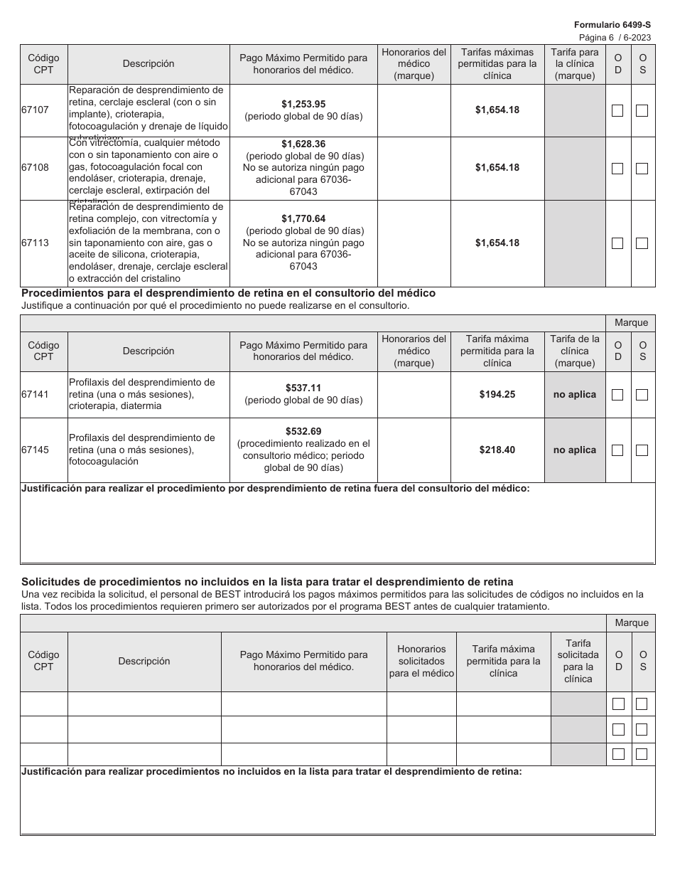 Formulario 6499-S Solicitud De Tratamiento - Texas (Spanish), Page 6