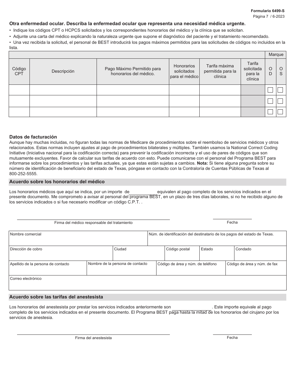 Formulario 6499-S Solicitud De Tratamiento - Texas (Spanish), Page 7