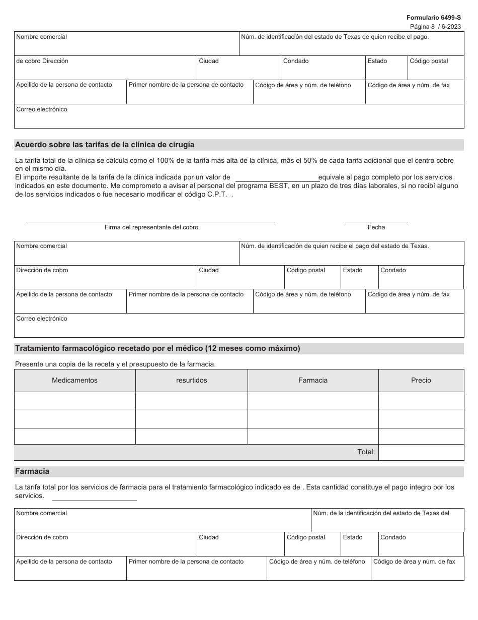 Formulario 6499-S Solicitud De Tratamiento - Texas (Spanish), Page 8