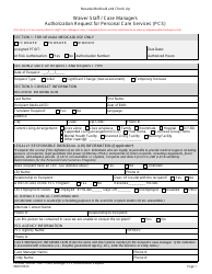 Document preview: Form FA-24W Waiver Staff/Case Managers Authorization Request for Personal Care Services (PCS) - Nevada