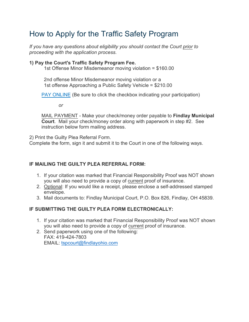 Referral to Traffic Safety Program - City of Findlay, Ohio, Page 2