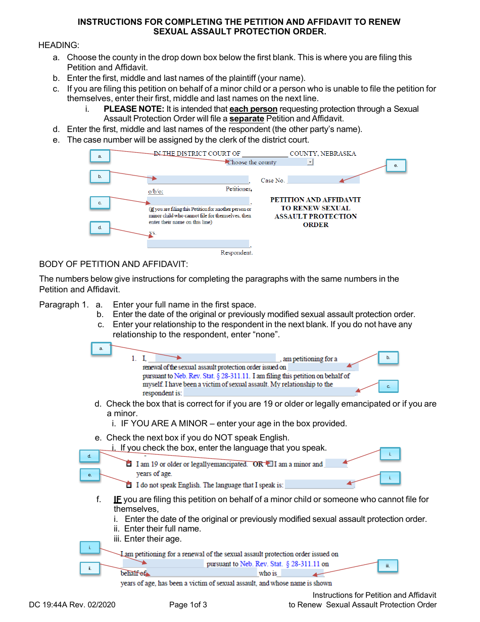 Download Instructions for Form DC19:44 Petition and Affidavit to Renew ...