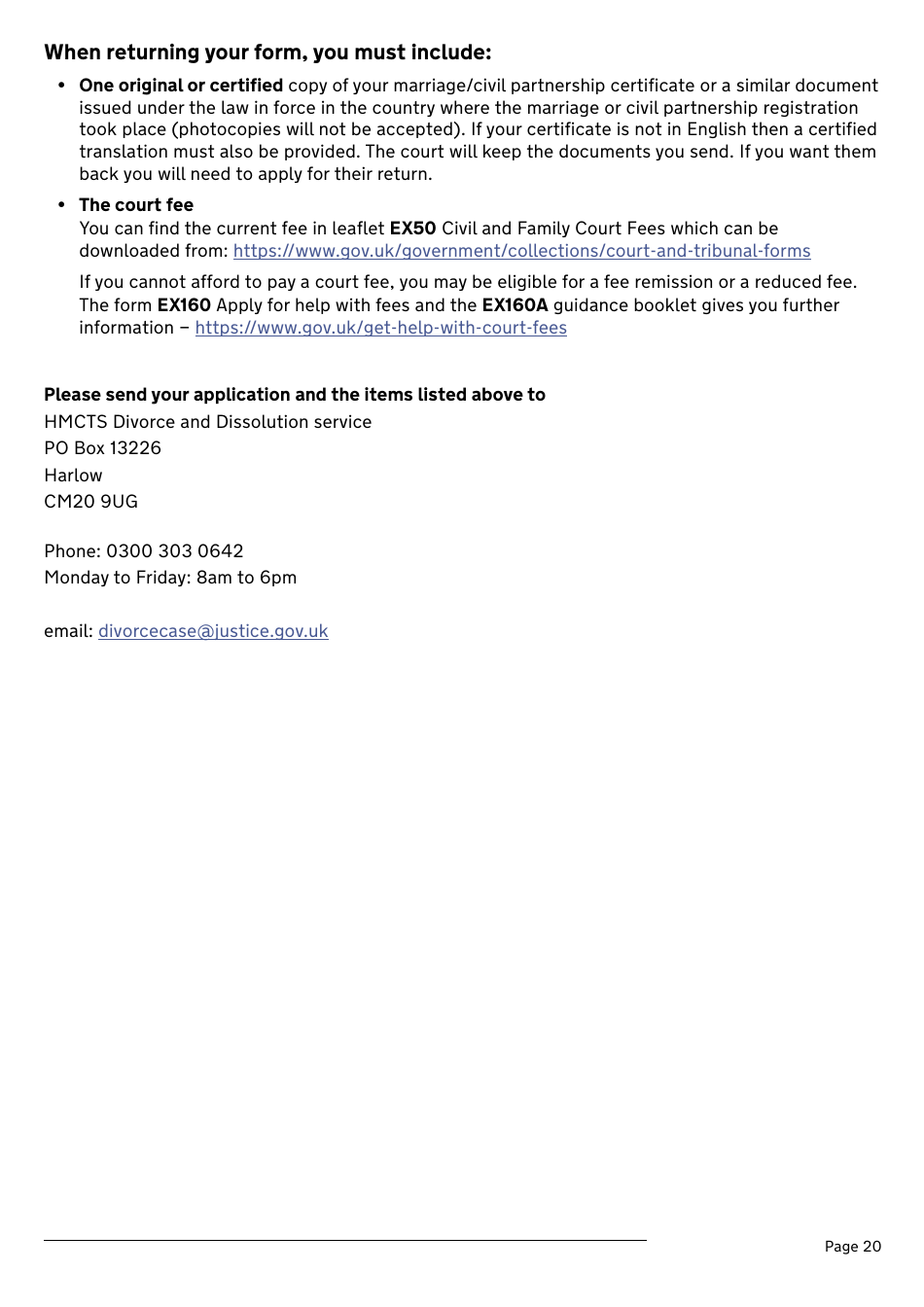 Application for a Divorce or Dissolution (Ending a Civil Partnership) - United Kingdom, Page 20