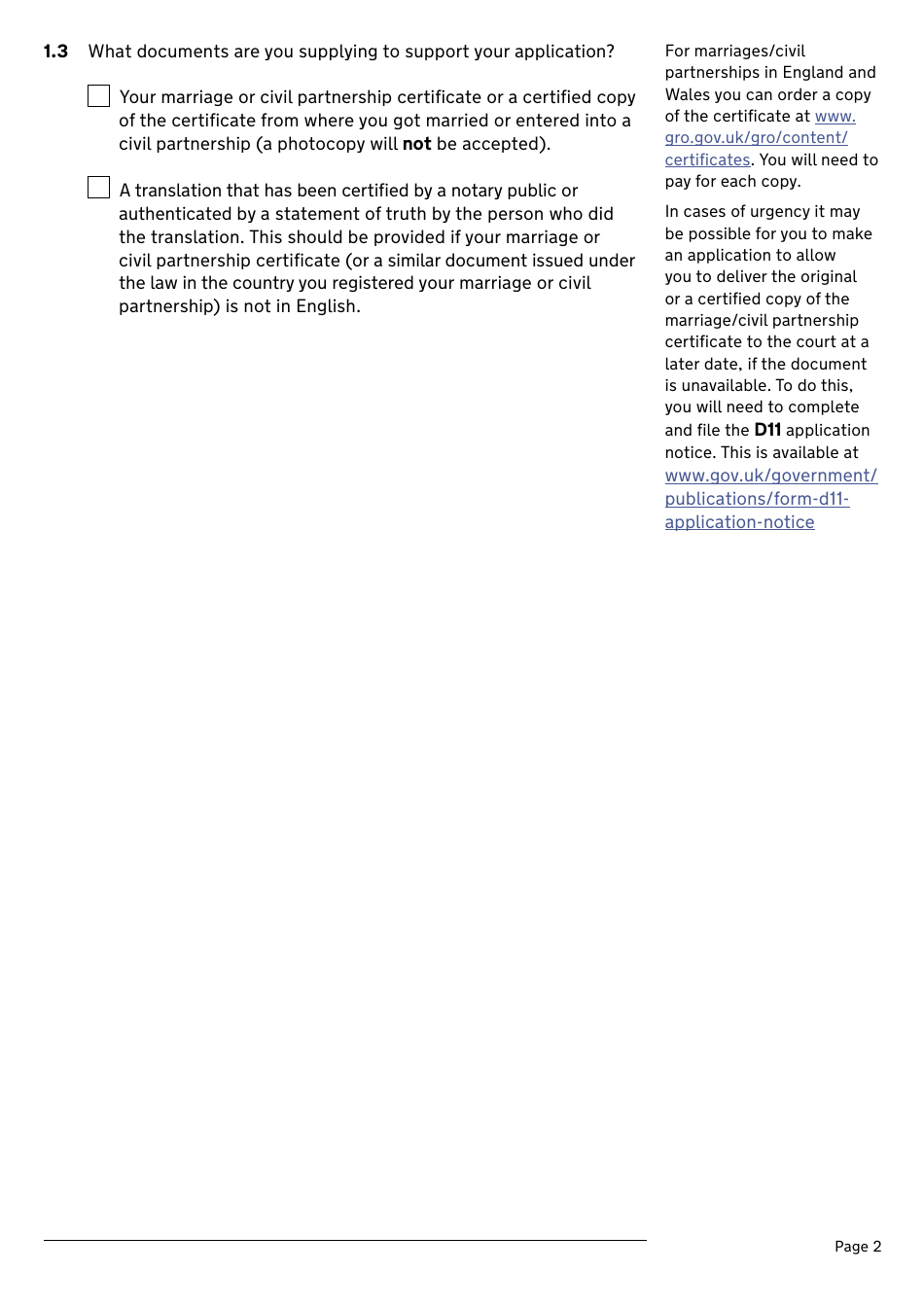 Application for a Divorce or Dissolution (Ending a Civil Partnership) - United Kingdom, Page 2