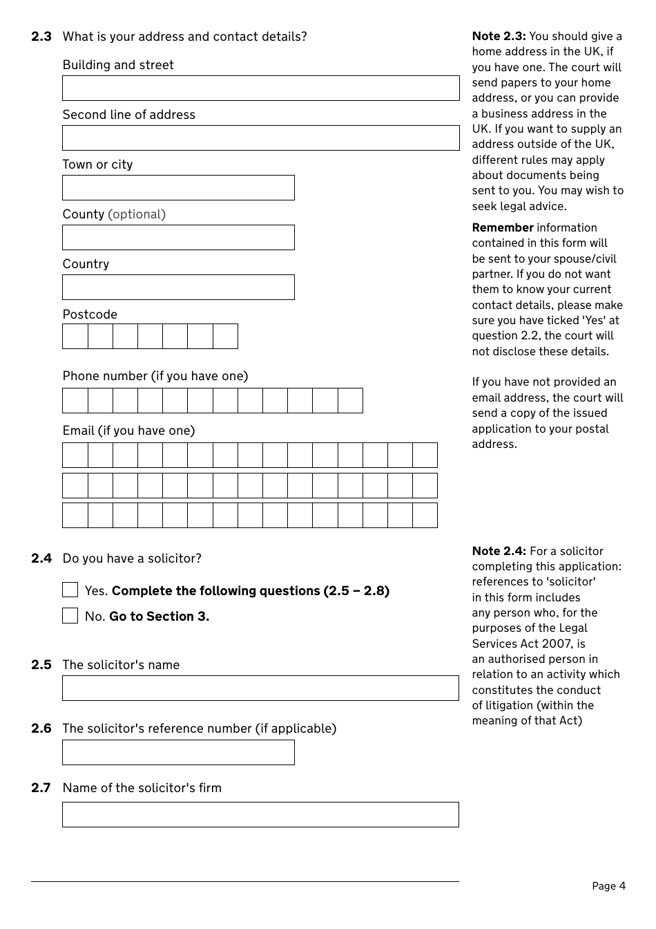 Application for a Divorce or Dissolution (Ending a Civil Partnership) - United Kingdom, Page 4