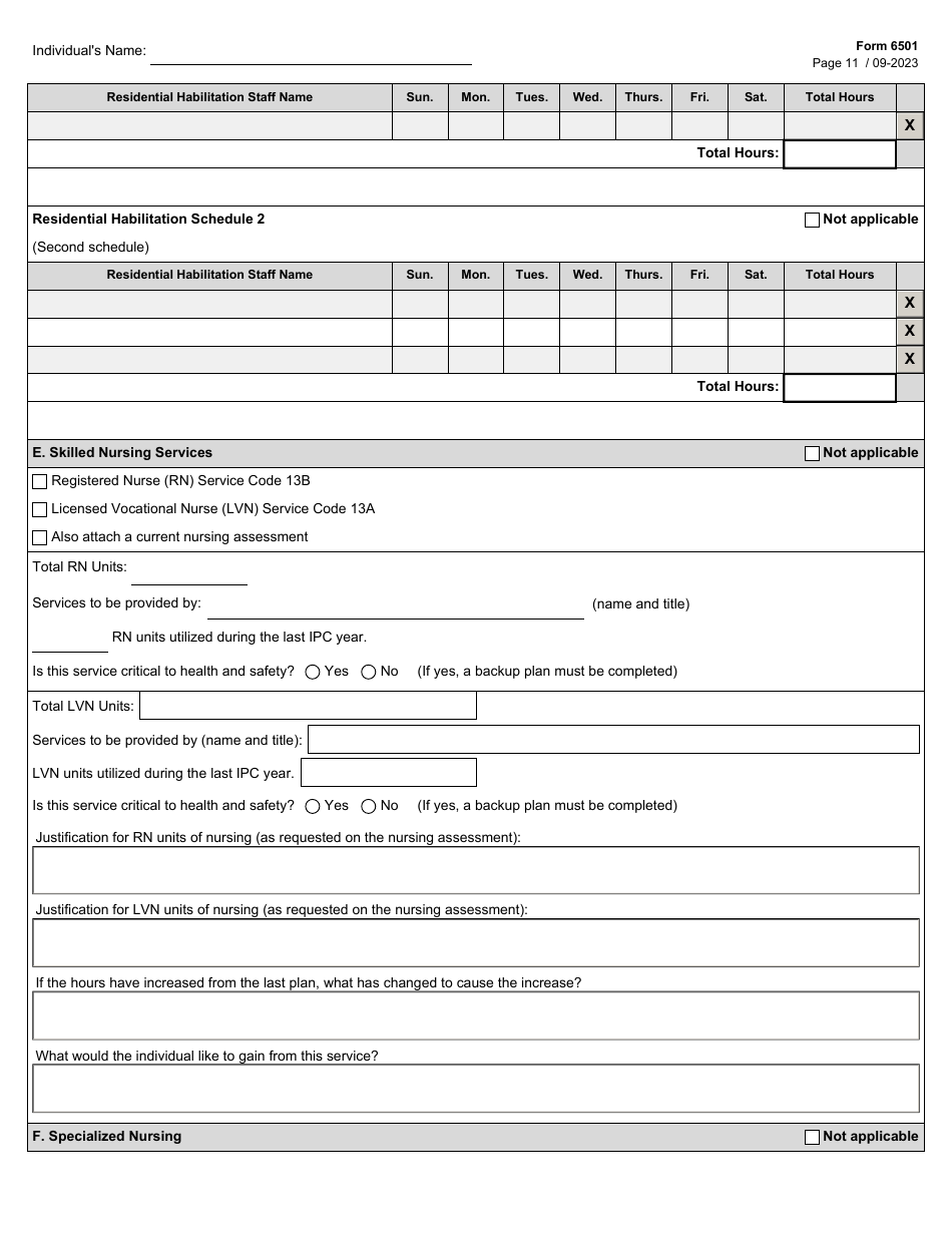 Form 6501 Individual Program Plan - Texas, Page 11