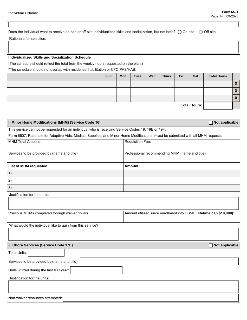 Form 6501 Individual Program Plan - Texas, Page 14