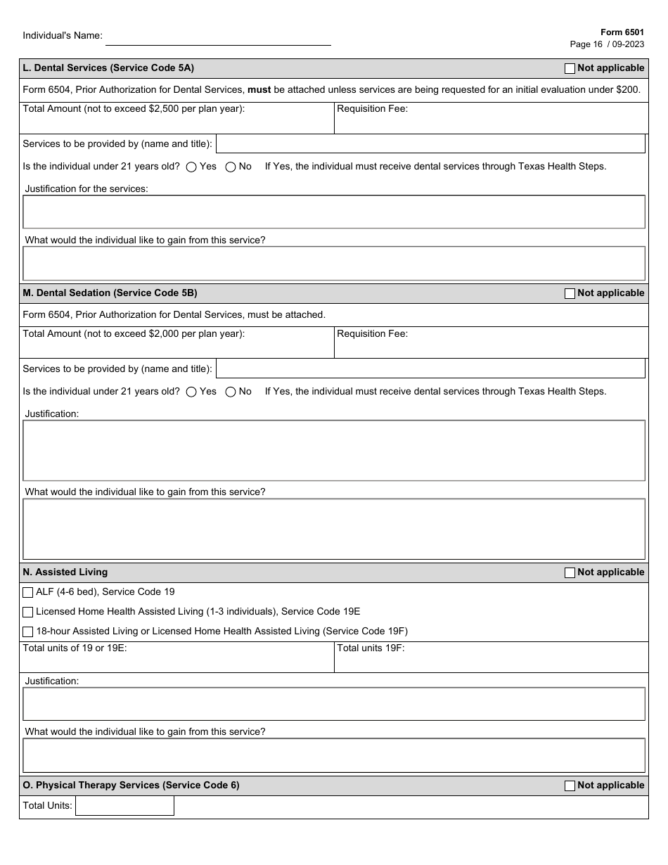 Form 6501 Individual Program Plan - Texas, Page 16