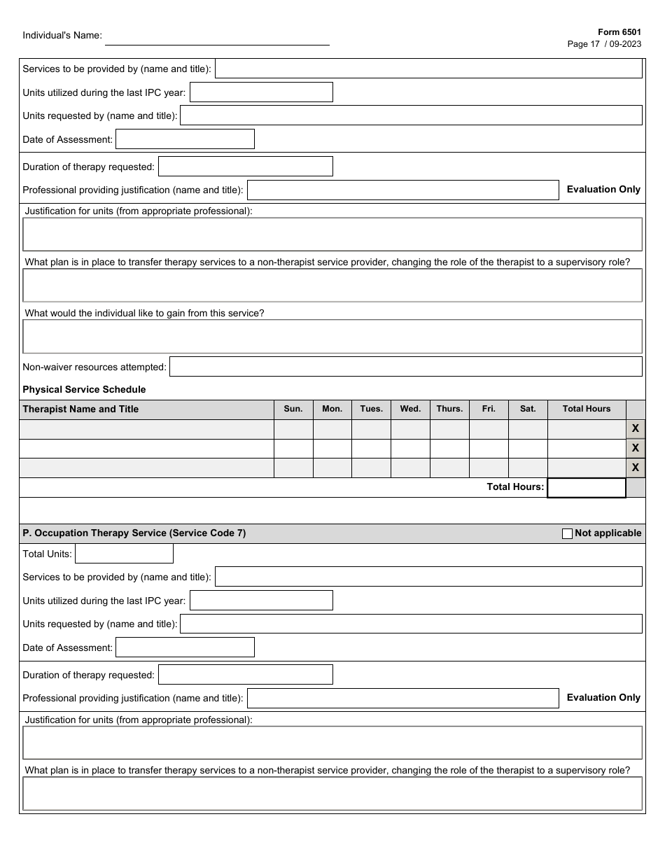 Form 6501 Individual Program Plan - Texas, Page 17