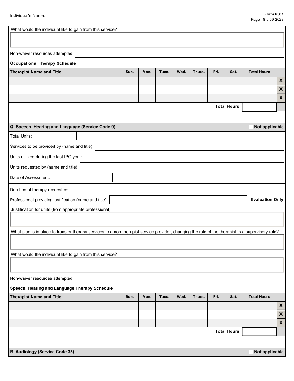 Form 6501 Individual Program Plan - Texas, Page 18