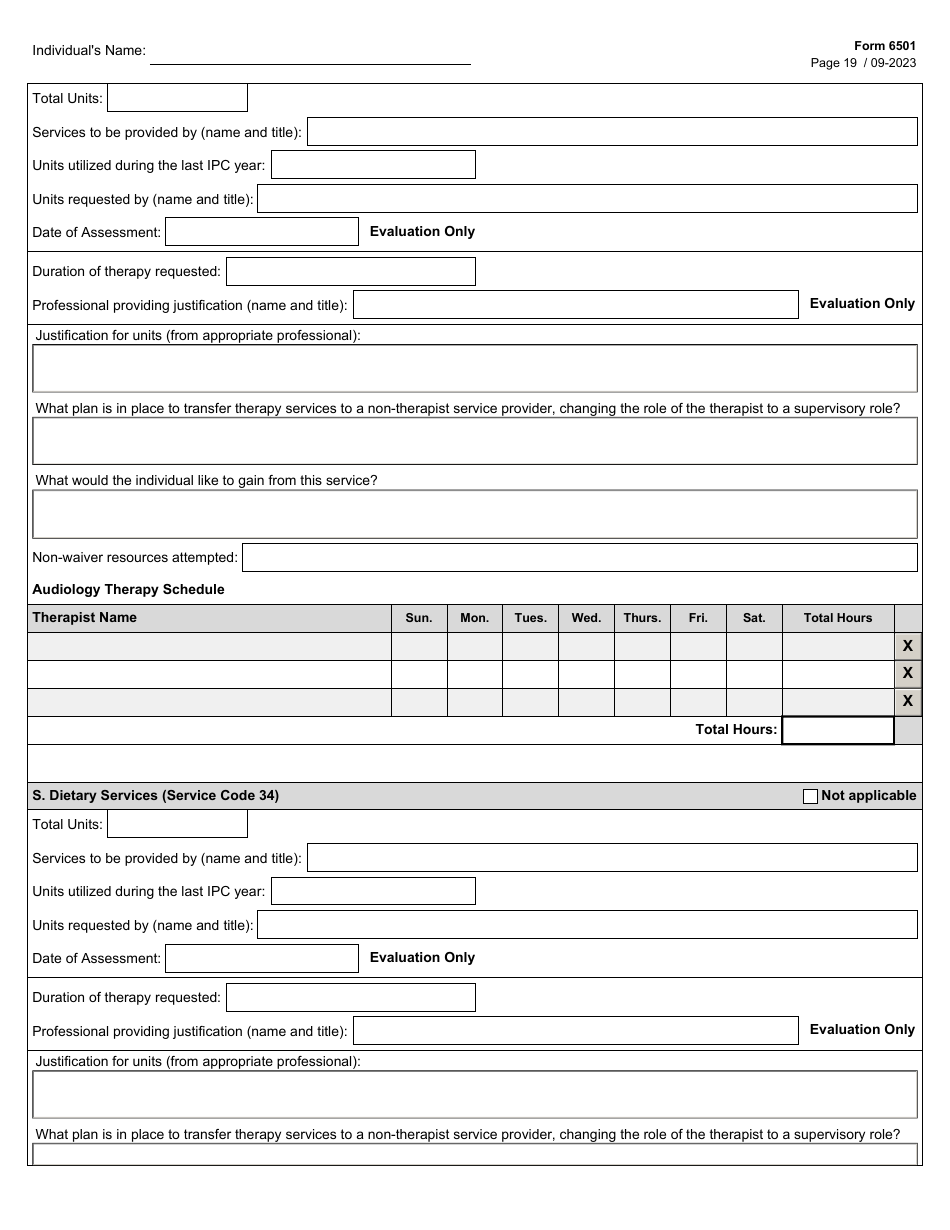Form 6501 Individual Program Plan - Texas, Page 19