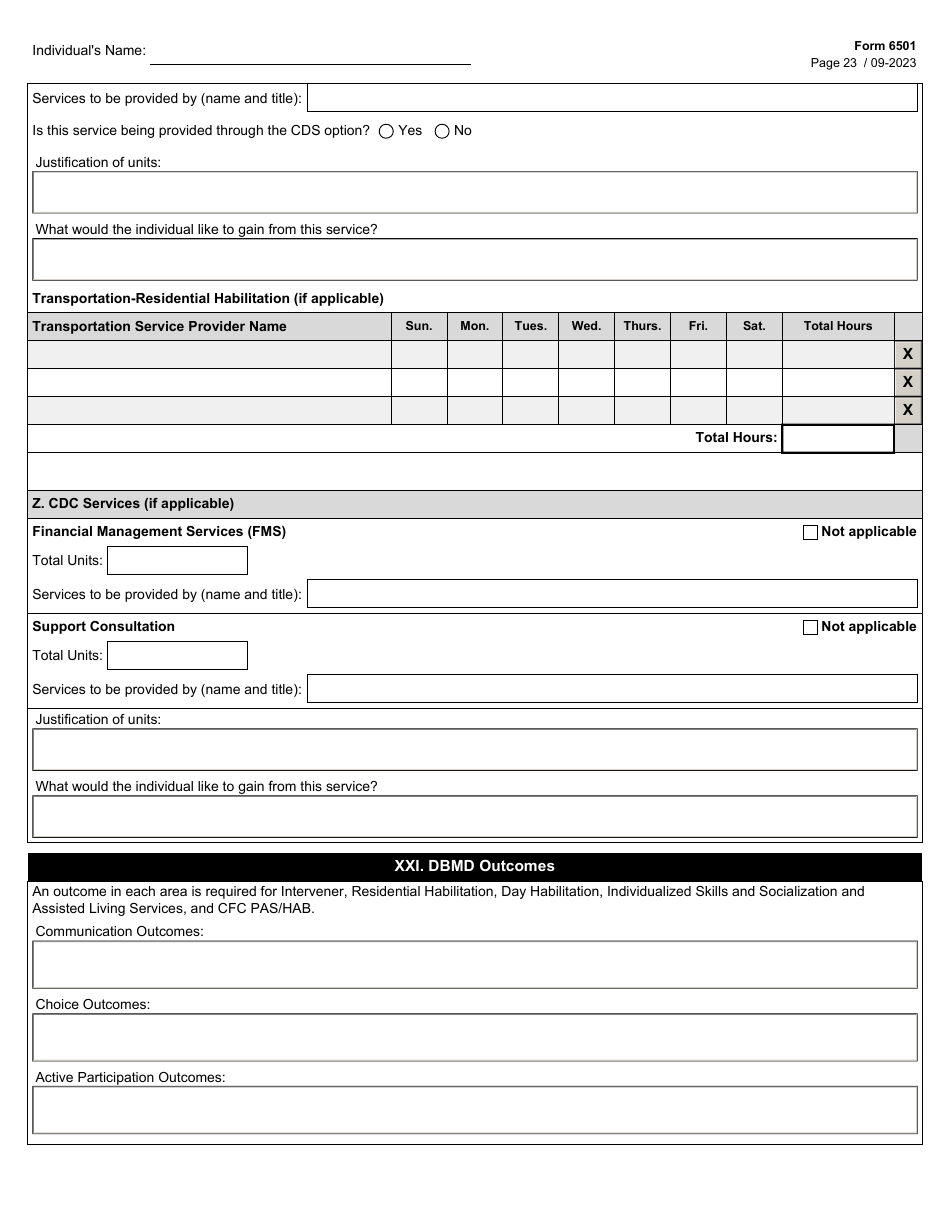 Form 6501 Individual Program Plan - Texas, Page 23