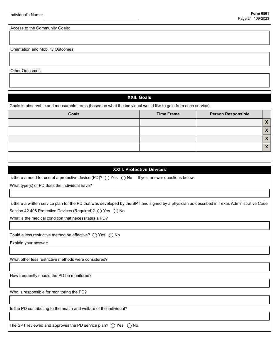 Form 6501 Individual Program Plan - Texas, Page 24