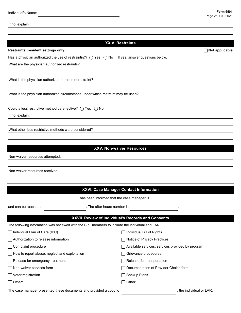 Form 6501 Individual Program Plan - Texas, Page 25