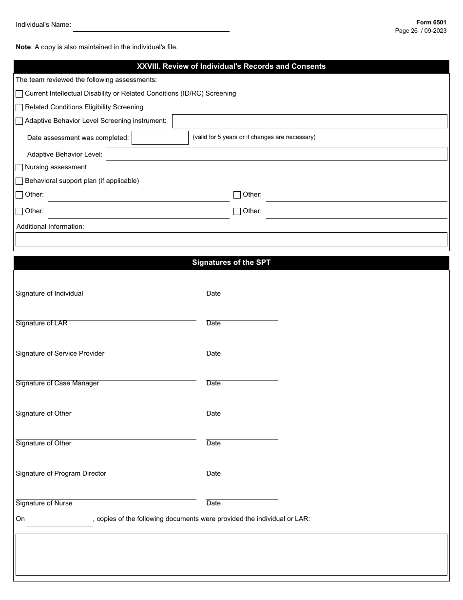 Form 6501 Individual Program Plan - Texas, Page 26