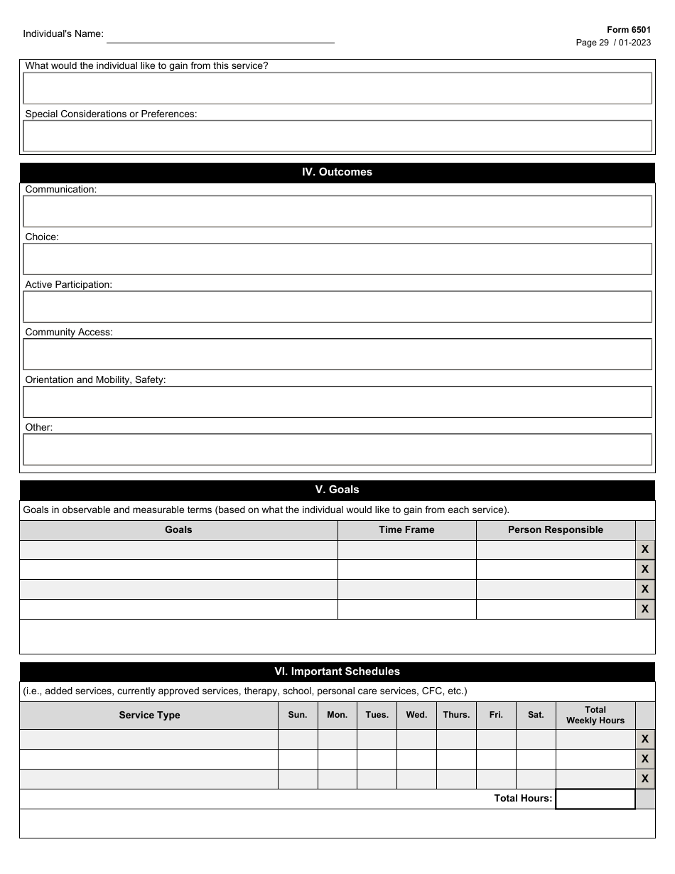 Form 6501 Individual Program Plan - Texas, Page 29