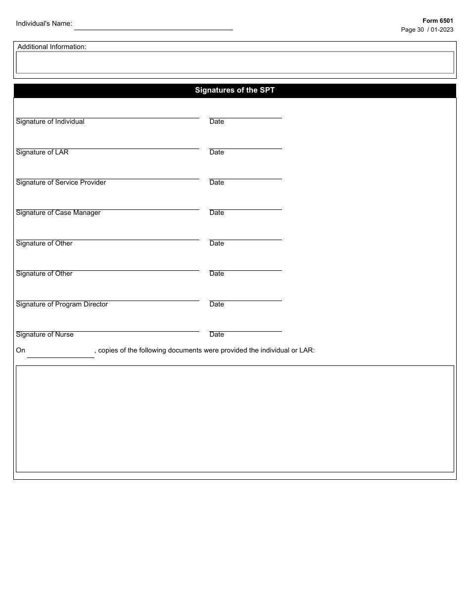 Form 6501 Individual Program Plan - Texas, Page 30