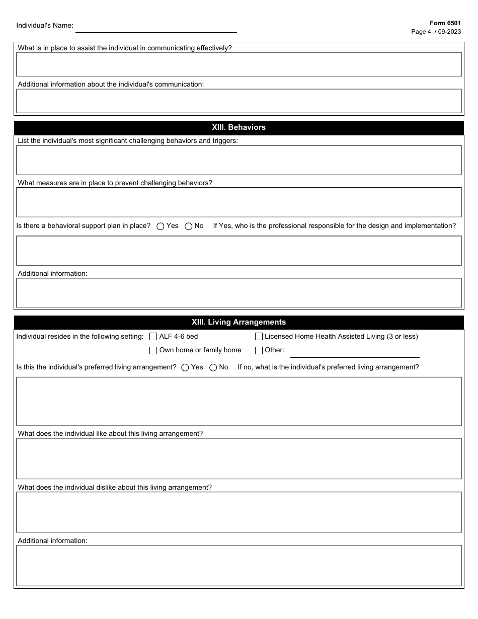 Form 6501 Individual Program Plan - Texas, Page 4