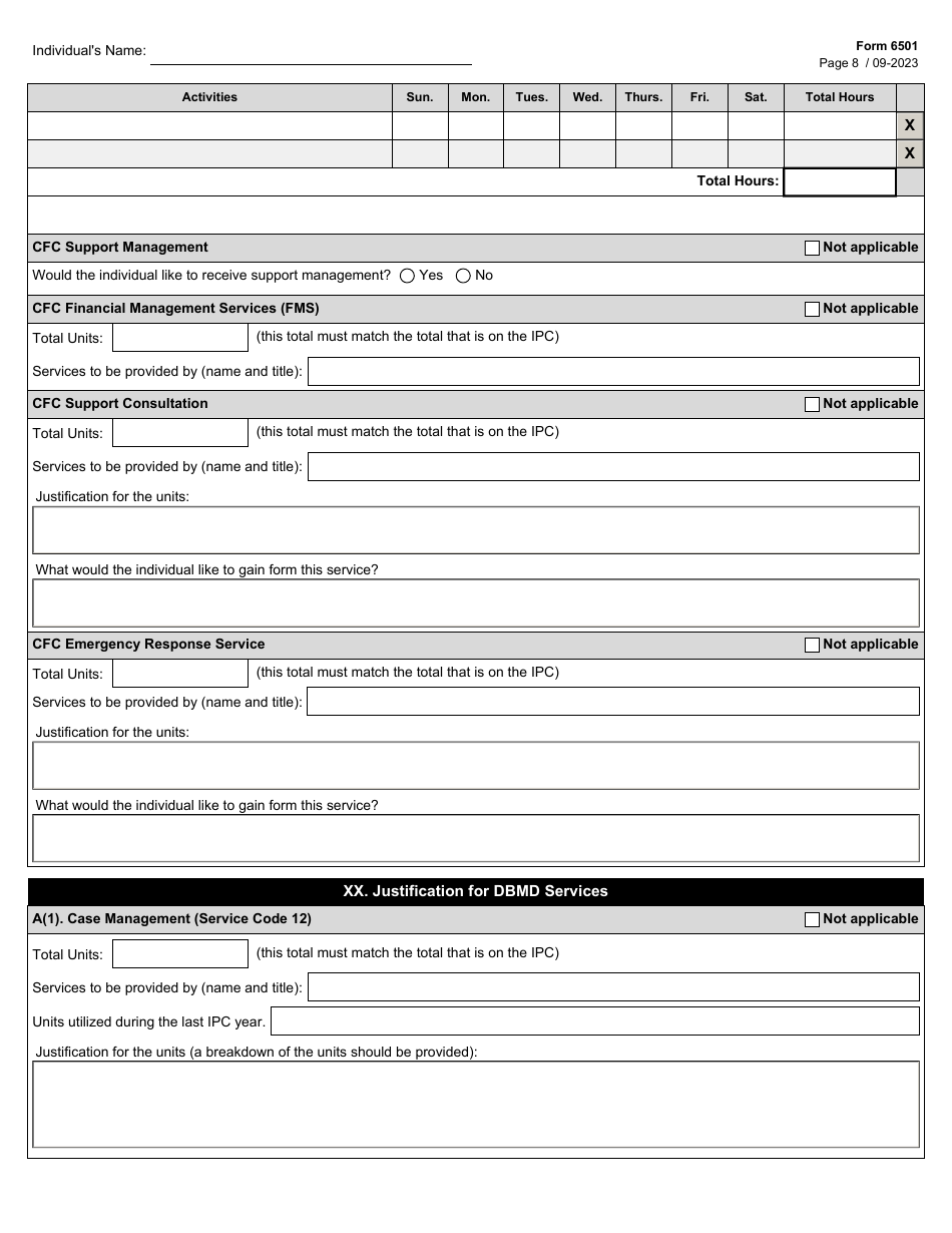 Form 6501 Individual Program Plan - Texas, Page 8