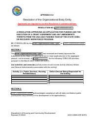 Document preview: Appendix D-2 Resolution of the Organizational Body Entity - California, 2023