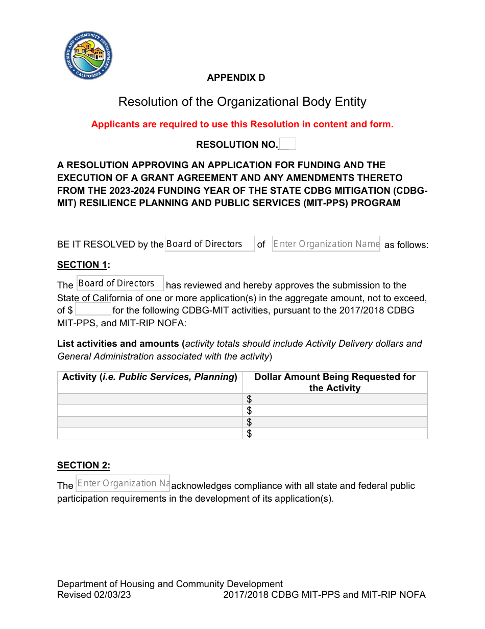 2024 California Resolution of the Organizational Body Entity - Fill Out ...