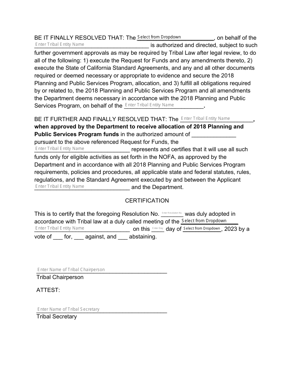 2023 California Authorizing Resolution - Fill Out, Sign Online and ...