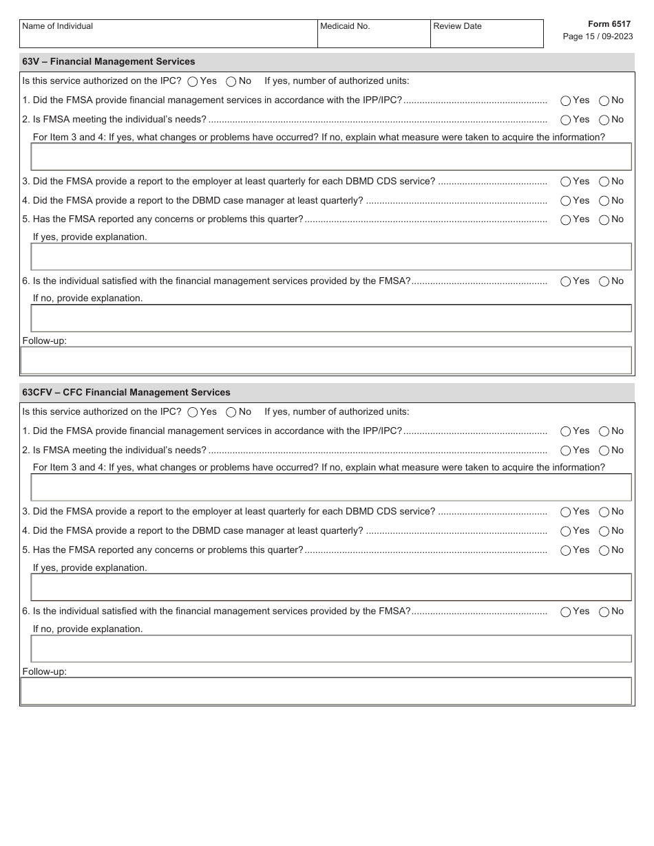 Form 6517 Individual Program Plan (Ipp) Service Review - Texas, Page 15