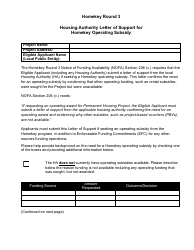 Document preview: Housing Authority Letter of Support for Homekey Operating Subsidy - Homekey Round 3 - California