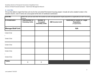 Homekey Interim to Permanent Conversion Completion Form - California, Page 2