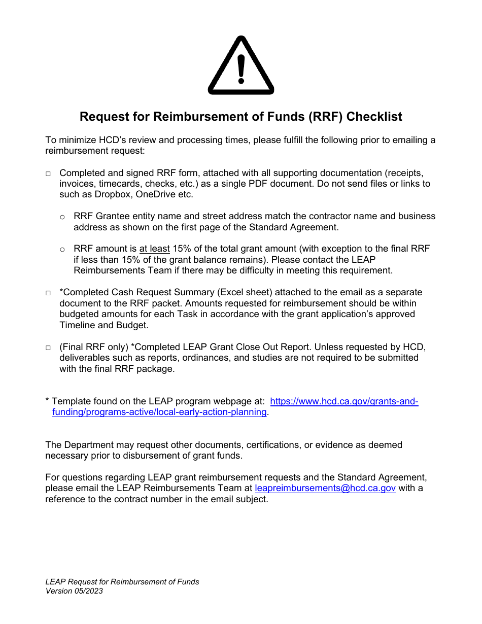 Request for Reimbursement of Funds (Rrf) - Leap Grants Program - California, Page 3