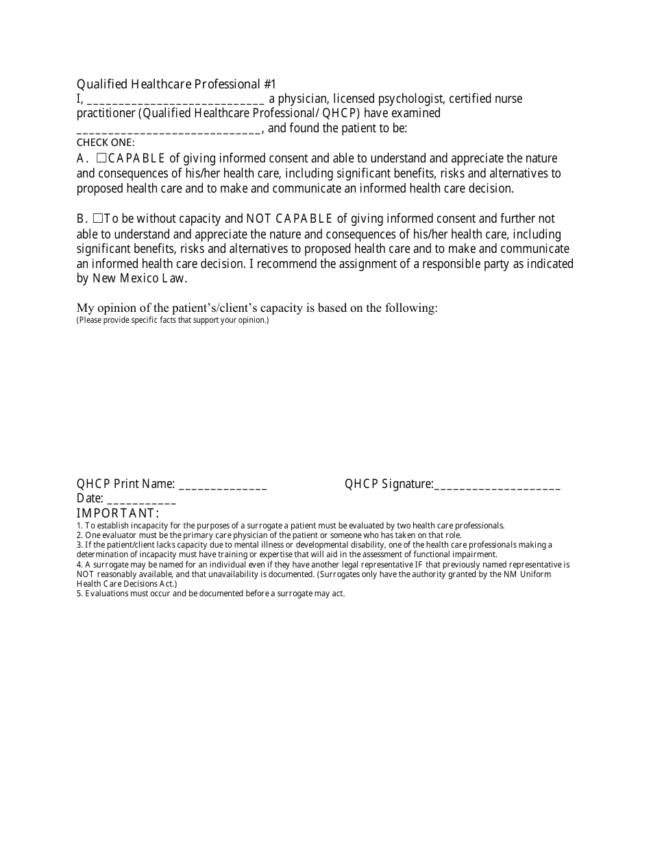 The Uniform Healthcare Decisions Act: General Information Regarding Capacity and the Designation of a Surrogate Healthcare Decision Maker - New Mexico, Page 3