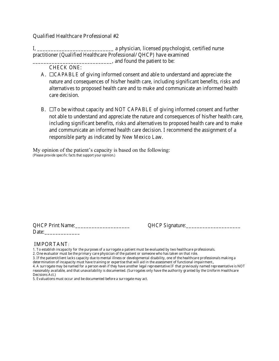 The Uniform Healthcare Decisions Act: General Information Regarding Capacity and the Designation of a Surrogate Healthcare Decision Maker - New Mexico, Page 4