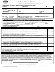 Document preview: New Mexico Vfc Vaccine Administration Form - New Mexico