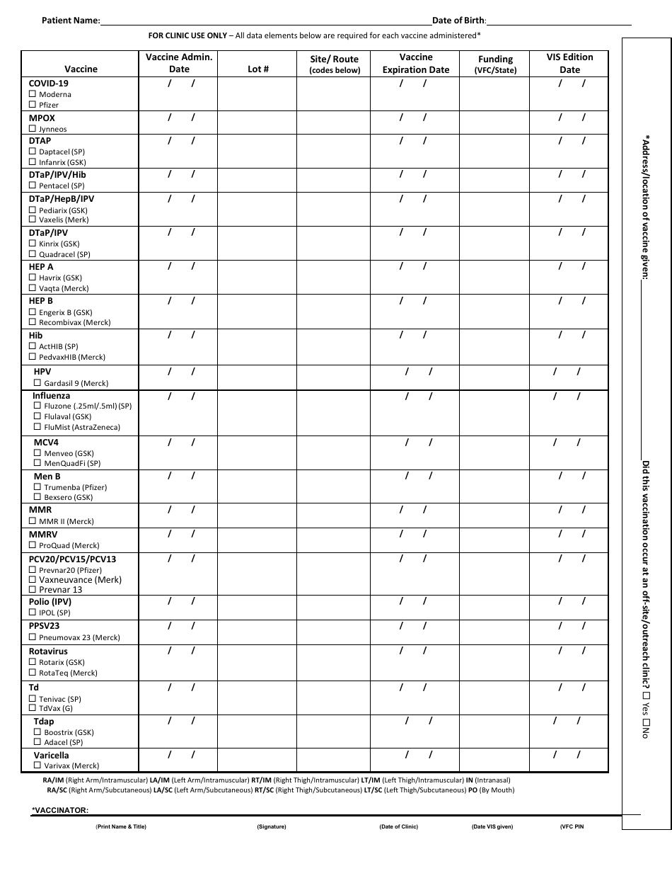New Mexico Vfc Vaccine Administration Form - New Mexico, Page 2