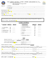 Document preview: Pest Control Business License (Ground) Application - Nevada