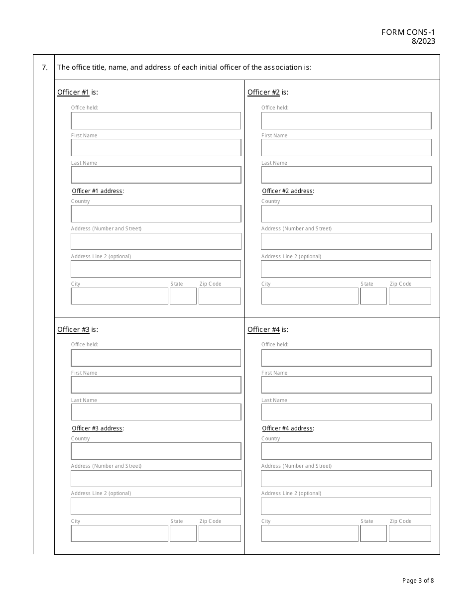 Form CONS-1 Articles of Incorporation for a Consumer Cooperative - Hawaii, Page 3