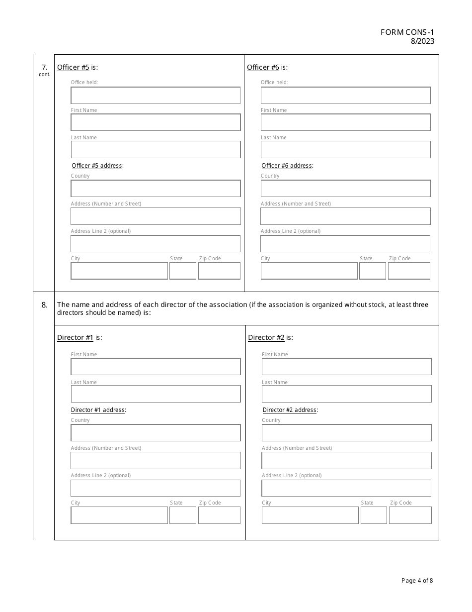 Form CONS-1 Articles of Incorporation for a Consumer Cooperative - Hawaii, Page 4